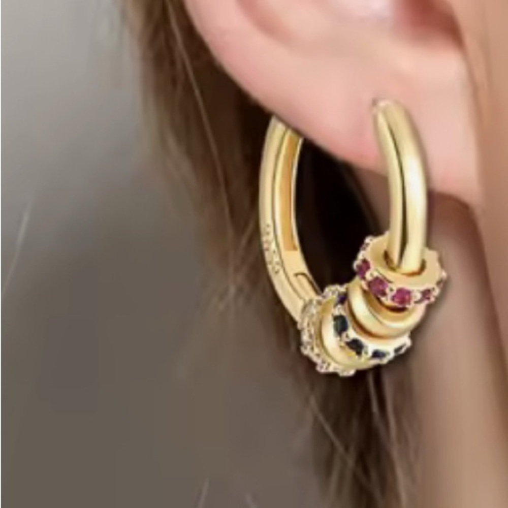 New 
 .925 Charm Hoops With 14k Gold